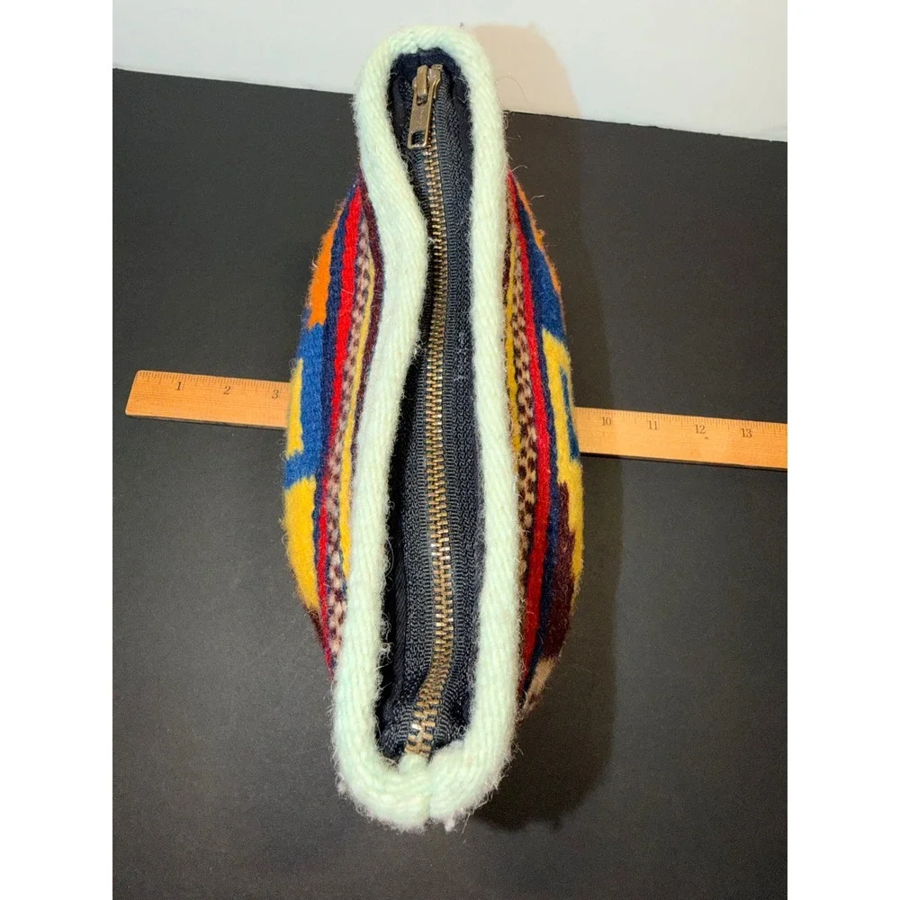 Manos Zapotecas Wool Handwoven Aztec Cosmetic Clutch Bag Geometric Pouch Mexico